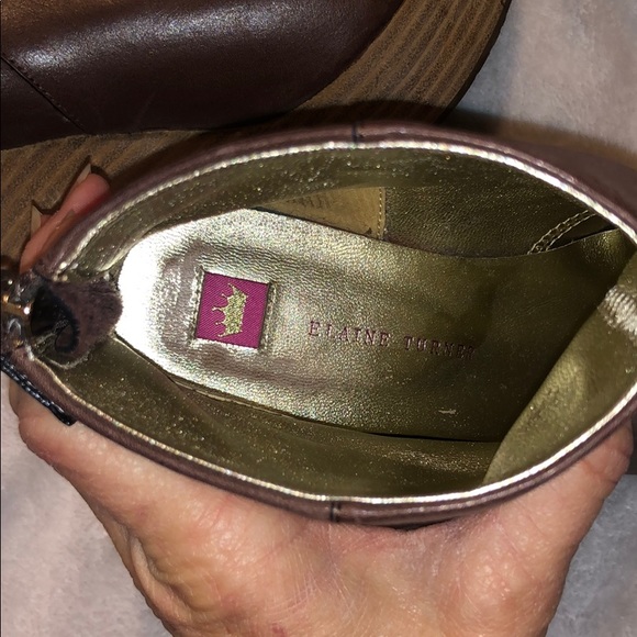 Elaine turner wedge leather booties - size 8 - Picture 6 of 6